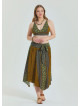 Green Plus Size Skirt with Waist Tie and Gipe Detail 4592